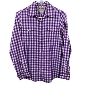 Wrancher by WRANGLER Womens Pink & Purple Plaid Pearl Snap Front & Cuff